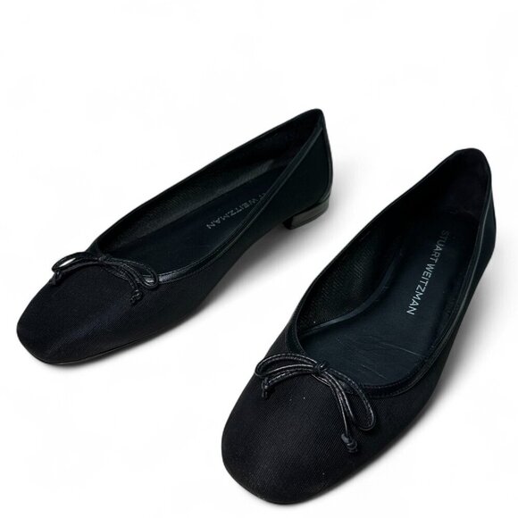 STUART WEITZMAN Arabella Bow-Detailed Mesh Ballet Flats, Black, Size US 8 - Picture 6 of 10